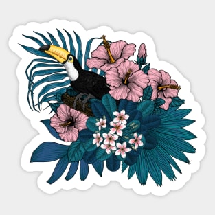 Toucan and tropical flora Sticker